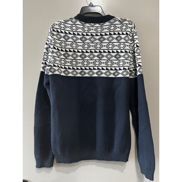 Selected Homme Jacquard knit Nordic Sweater Men's Blue Cotton Denmark size-M - Picture 3 of 6